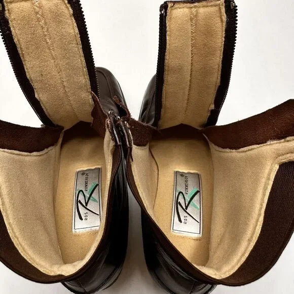 Ros Hammerson Womens Boots 7N Ankle Height Brown Leather Zip Butter Soft Booties - Picture 10 of 15